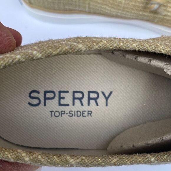 Sperry Top Sider Seacoast Sparkle Gold Canvas Sneaker Size 5 NEW - Picture 7 of 9